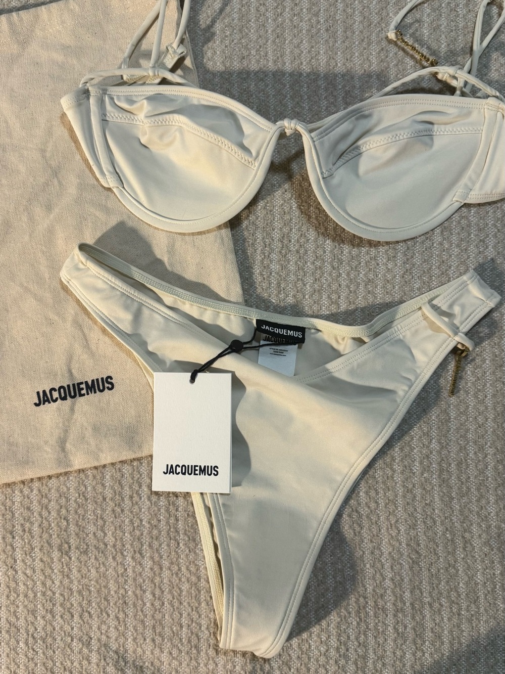 Jacquemus Cream Two-Piece Underwire Bikini